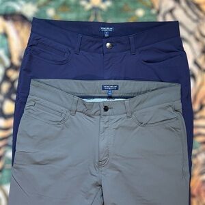 Peter Millar Crown Crafted Bingham Performance 5 Pocket Golf 35x27.5 Lot Of 2